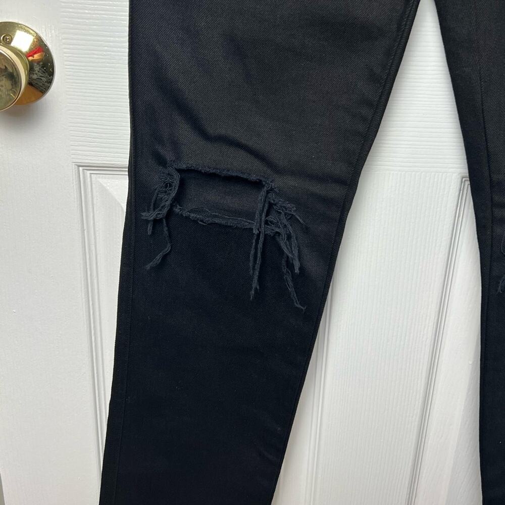 Alexander Wang Womens High Rise Dipped Back Distressed Knee Black Jeans 27 - Picture 4 of 12